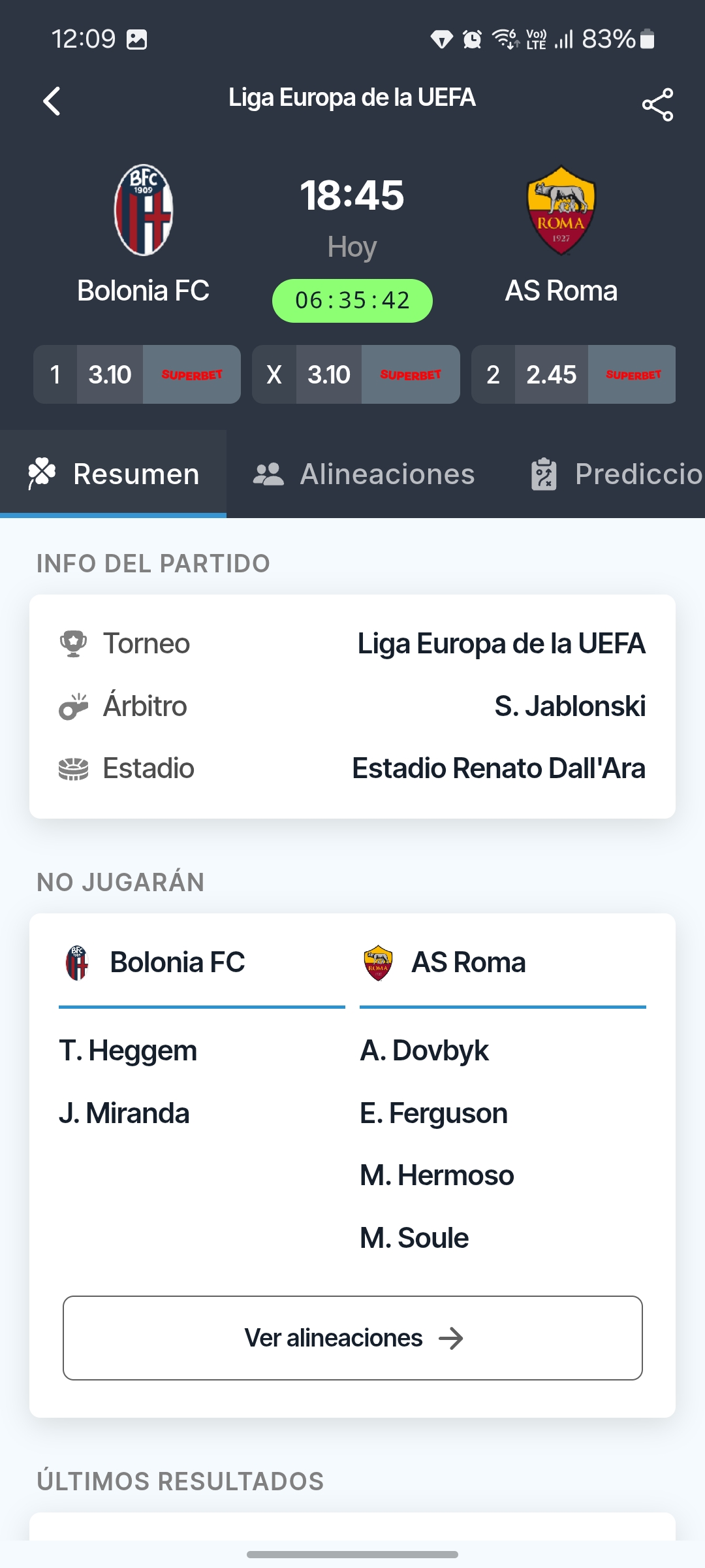 Detalles del partido