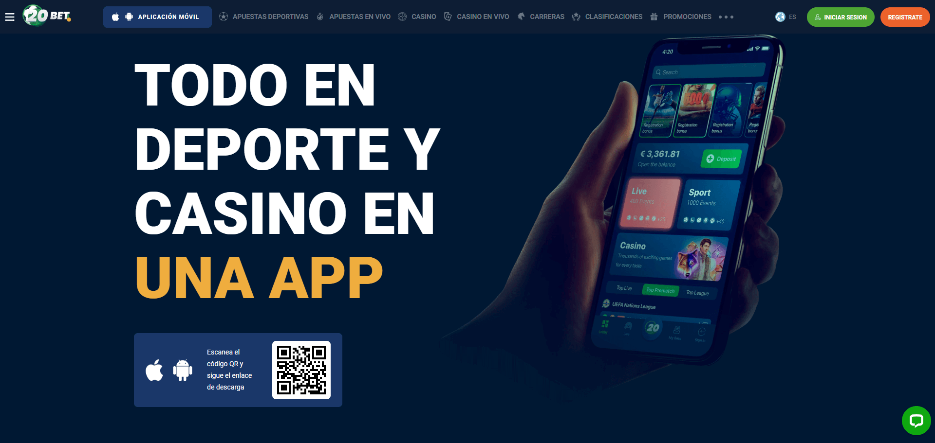 20Bet APLICACIÓN MÓVIL