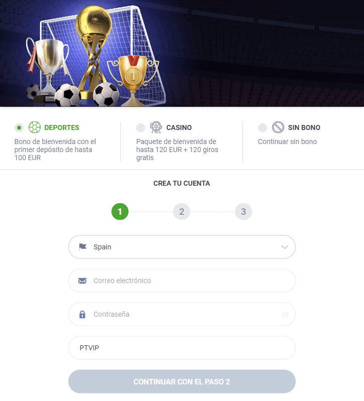 Registrarse en 20Bet
